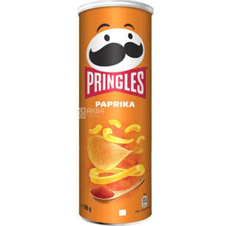 Pringles Paprika, 165 г, Чипсы картофельные, Принглс паприка, тубус