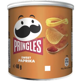 Pringles Paprika, 40 г, Чипси картопляні, Прінглс паприка, в асортименті, тубус