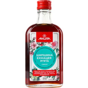 Akura, 200 мл, Сироп Шипшина-ехінацея-м'ята, скло