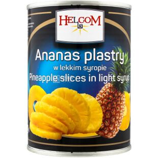 Helcom, 565 г, Ананасы кольцами в легком сиропе