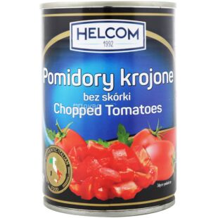 Helcom, 425 мл, Томаты нарезанные, очищенные, ж/б