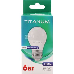 Titanum LED, Лампа світлодіодна, цоколь Е27, 6W, 4100 К, нейтральне біле світло, 510 Lm