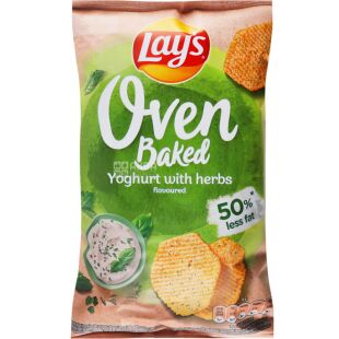 Lay's Oven Baked Yoghurt with herbs, 110 г, Чипси запечені картопляні, Лейс Йогурт з травами
