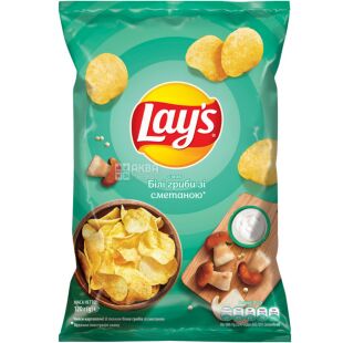 Lay's, 120 г, Чипсы картофельные, Белые грибы со сметаной