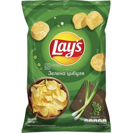 Lay's, 120 г, Чипсы картофельные, Зеленый лук
