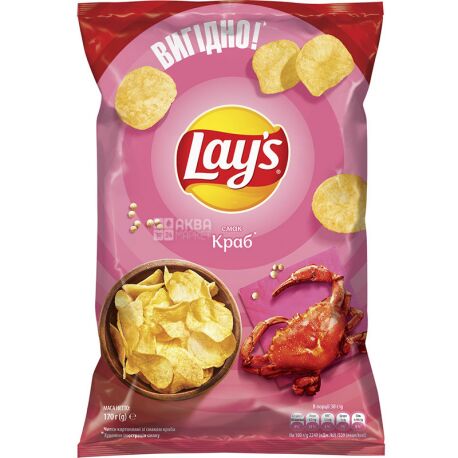 LAY'S, 170 g, Potato chips, Crab - buy Crisps in Kyiv, water