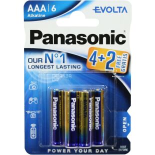 Panasonic Evolta,  АAA, 6 шт., 1,5V, Батарейки щелочные, LR03