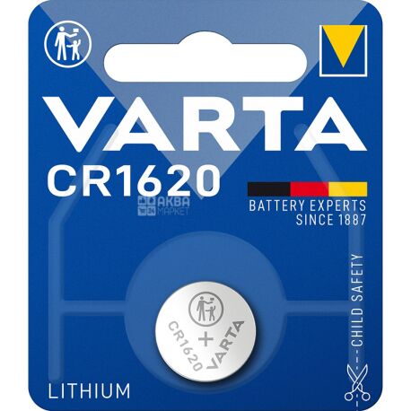 VARTA Lithium, 1 шт., 3V, Батарейка літієва, кругла, CR1620
