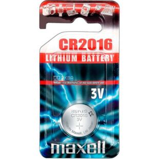 Maxell, 1 шт., 3 V, Батарейка літієва, кругла, CR2016