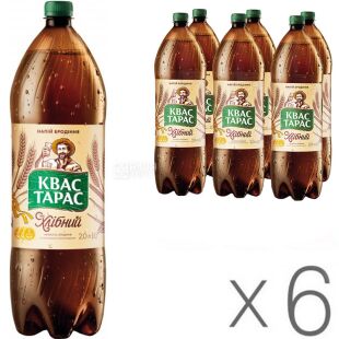 Квас Тарас, Упаковка 6 шт. х 2 л, Квас хлібний, натуральний