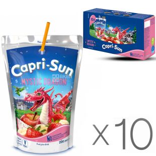 Capri-Sun Mystic Dragon Упаковка 10 шт. х 0,2л, Соковый напиток Мультифруктовый Капри-Сан, с трубочкой