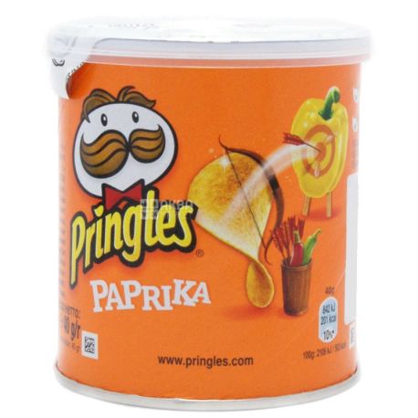 Pringles Paprika, 40 г, Чипсы картофельные, Принглс паприка, в ассортименте, тубус