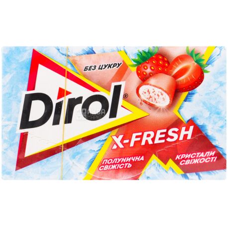 Dirol, 18 г, Жувальна гумка, X-Fresh, Полунична свіжість 