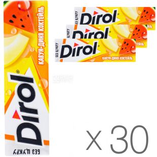 Dirol, Упаковка 30 шт. х 14 г, Дирол, Жевательная резинка, Арбуз-Дыня, без сахара
