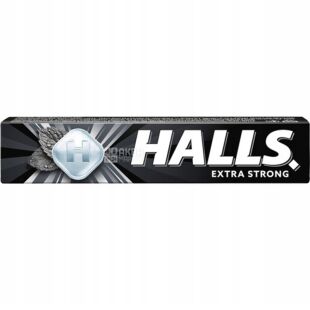 Halls, Extra strong, 25,2 г, Льодяники Ментол екстра, Холлс