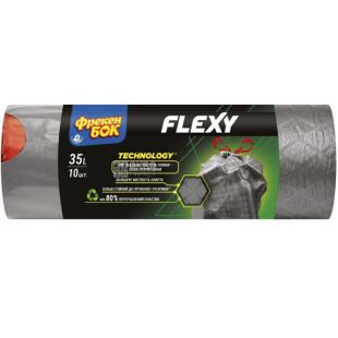 Фрекен Бок LD Flexy, 10 шт. х 35 л, Пакеты для мусора с затяжками, серые