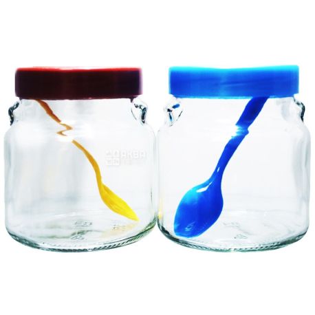 Everglass, 0,5 л, набор банок, С ложкой, Duet, стекло