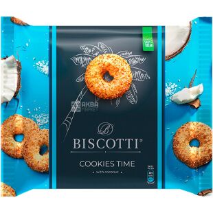 Biscotti Cookies time, 160 г, Біскотті, Печиво пісочне з кокосом