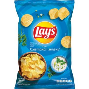 Lay's, 120 г, Картофельные чипсы, Сметана и зелень