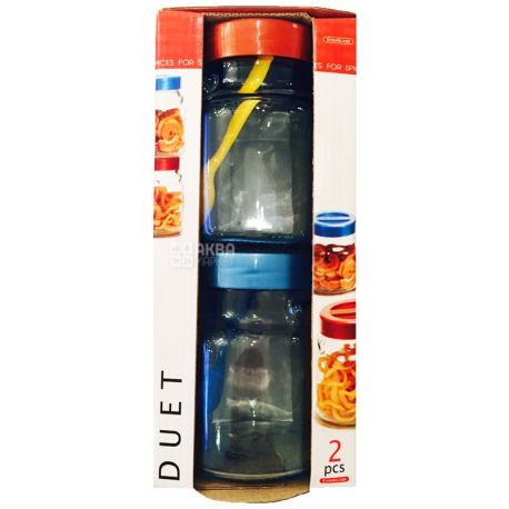 Everglass, 0,5 л, набор банок, С ложкой, Duet, стекло