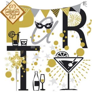 Luxy Вечірка, 18 шт., Серветки столові тришарові Люксі, 33 х 33 см