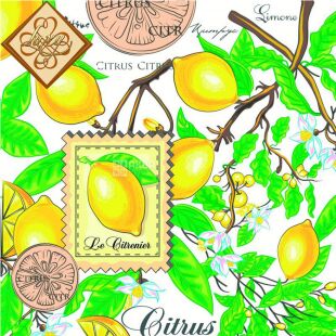 Luxy Лимоны, 18 шт., Салфетки столовые трехслойные Люкси, 33 х 33 см