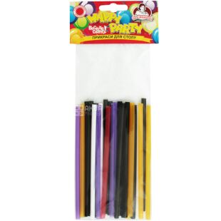 Помощница Happy Party, Трубочки для мартини без гофры, 25 шт., 12 см, цветная, пластиковая