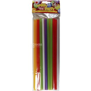 Помічниця Happy Party,  Трубочки коктейльні  без гофри Maxi, 25 шт., 25 см, кольорові, пластикові