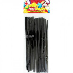 Помощница Happy Party, Трубочки коктейльные с гофрой, 25 шт., 22 см, черные, пластиковые