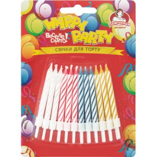 Помічниця Happy Party, 24шт., Свічки для торта з підставками, кольорові, 8 см