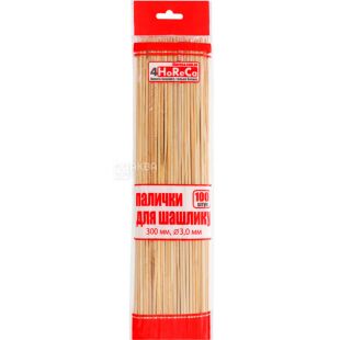 4HoReCa, 100 шт., Палички для шашлику, дерев'яні, 30 см