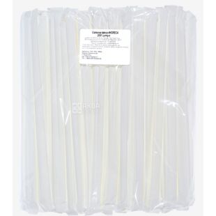 4HoReCa, Трубочки коктейльні  без гофри, 200 шт., 20 см, в індивідуальній упаковці, прозорі, пластикові