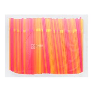 4HoReCa, Трубочки коктейльні з гофрою, 1000 шт., 21 см,  люмінісцентні, кольорові, пластикові