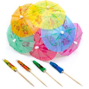 4HoReCa, 144 шт., Шпажки декоративные, деревянные, Зонтики,10 см