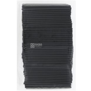 Помощница, Трубочки для мартини без гофры, 500 шт., 12,5 см, черные, пластиковые