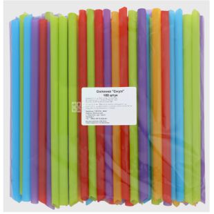 4HoReCa, Трубочки для смузи без гофры, 100 шт., 21 см, цветные, пластиковые