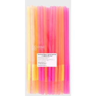 Помічниця, Трубочки коктейльні  з гофрою, 50 шт., 26 см, люмінісцентні, кольорові, пластикові