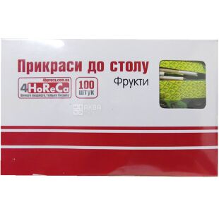 4HoReCa, 100 шт., Шапажки декоритивні, Фрукти, дерев'яні, 12 см