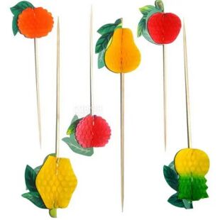 4HoReCa, 100 шт., Шапажки декоритивні, Фрукти, дерев'яні, 12 см