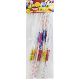 4HoReCa, Трубочки коктейльные с гофрой Зонтик 10 шт., 24 см, цветная, пластиковая