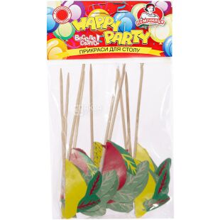 Помічниця Happy Party, 10 шт., Шпажки декоративні, дерев'яні, Фрукти, в асортименті, 12 см