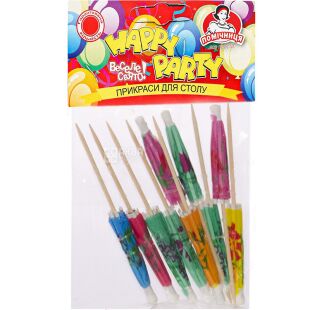 Помічниця Happy Party, 10 шт., Шпажки декоративні, дерев'яні, Парасольки, 10 см