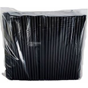 Мікспак, 500 шт., Трубочки без гофри, чорні, пластикові, 21 см