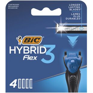 Bic Flex 3 Hybrid, 4 шт., Сменные кассеты для бритвы