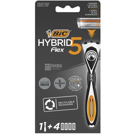 Bic Flex 5 Hybrid, Станок для бритья с 4 сменными картриджами