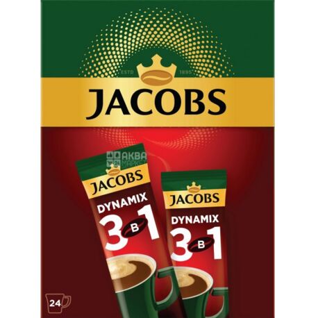 Jacobs Dynamix, 3 в 1, 24 шт. х 12,5 г, Кавовий напій Якобс Дінамікс, в стіках