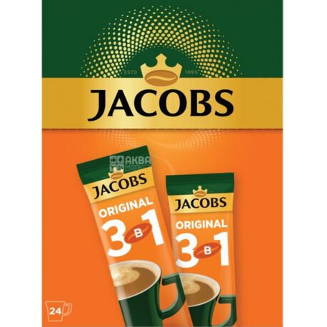 Jacobs Original, 3 в 1, 24 шт. х 12 г, Кавовий напій Якобс Оріджінал, Класичний, в стіках