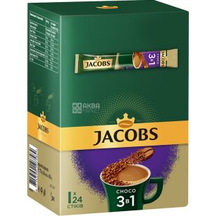Jacobs Choco, 15 г х 24 шт., Кавовий напій 3 в 1, з шоколадним смаком
