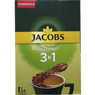 Jacobs Hazelnut, 24 шт. х 15 г, Кофейный напиток 3в1, со вкусом лесного ореха