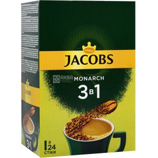 Jacobs Monarch, 24 шт. х 15 г, Кофейный напиток 3в1, растворимый